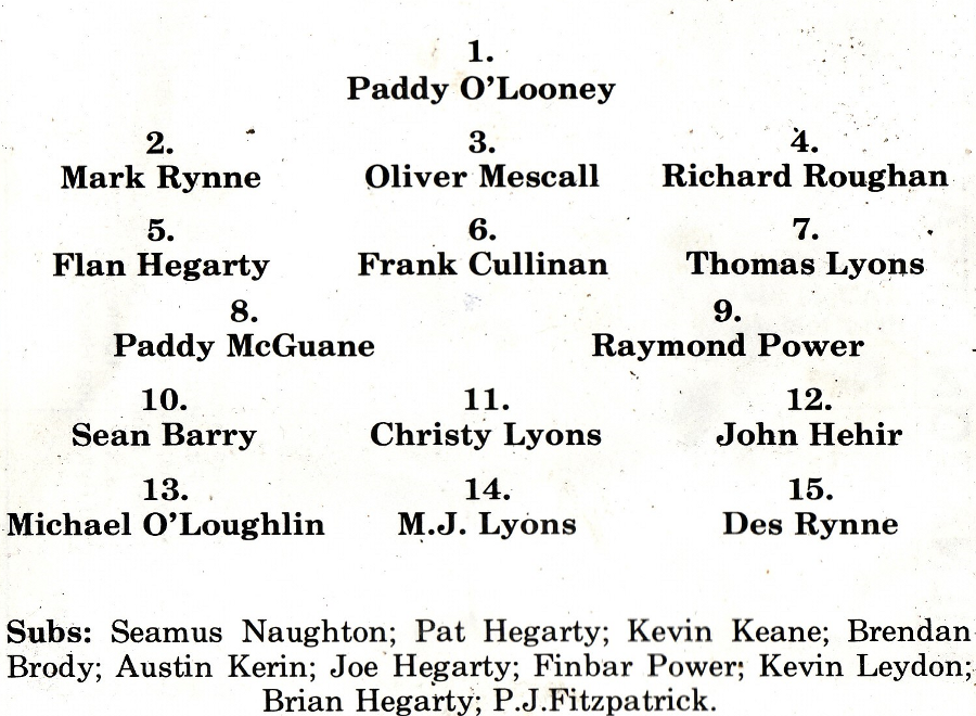 Team against Eire Og in the 1989 Junior A Final